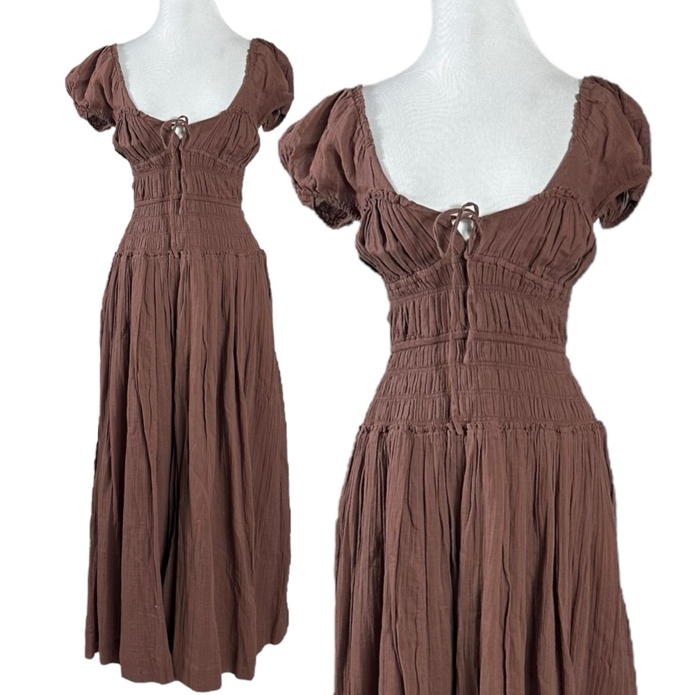 Free People Feeling Bonita Midi Maxi Dress in Brown Size XS Romantic Dainty - Picture 8 of 16